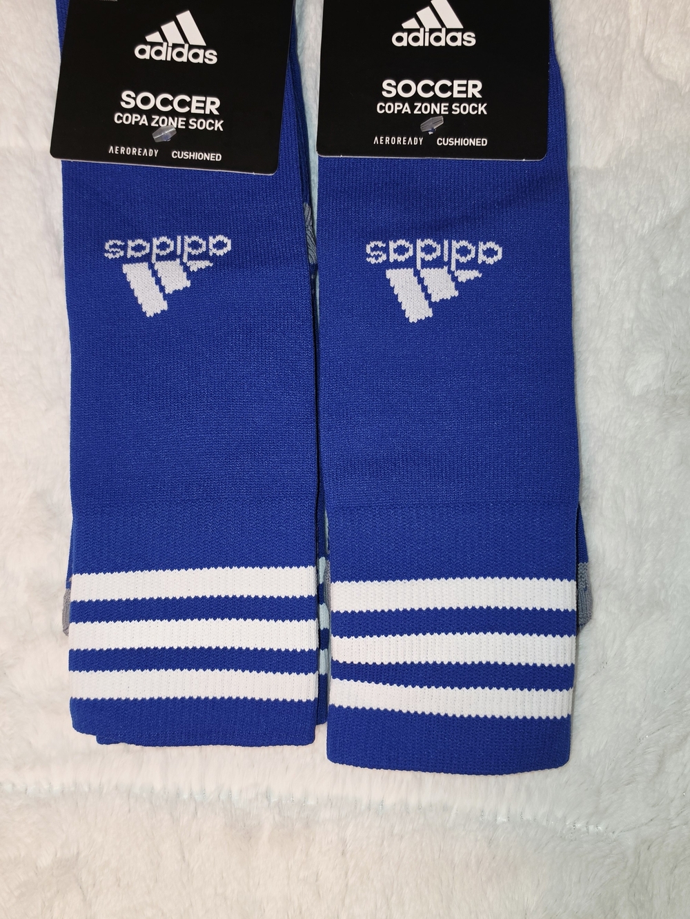 2 Pairs adidas Blue and White Copa Zone Soccer Athletic Socks (SOC-28/29)